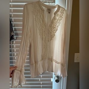 Knox Rose Cream Long Bell Sleeve Top